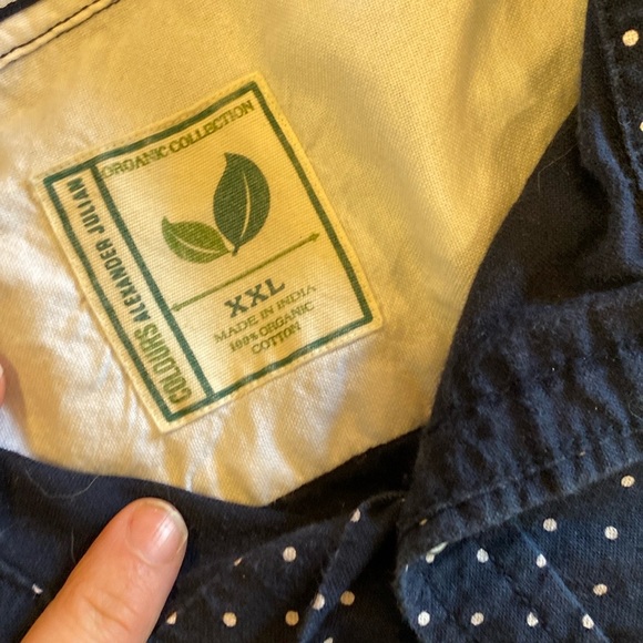 Men’s polka dot blue casual button down mens size XXL preppy organic cotton - Picture 8 of 9